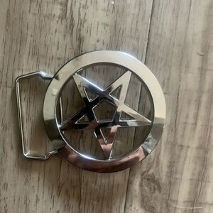 Silver Pentagram Belt Buckle - Men Accessories